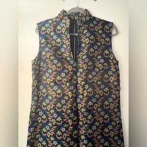 60s Vintage Sleeveless Brocade Maxi Dress